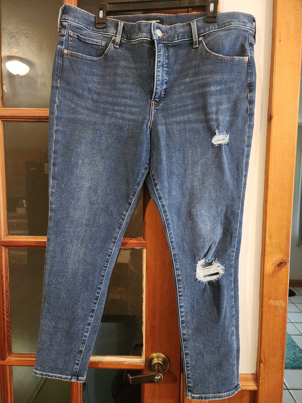 Express Distressed Blue Ankle Jeans